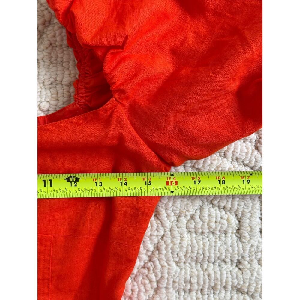 Banana Republic Linen Blend Midi Dress 4 NWOT Puff Sleeve Pockets Boho Resort - Picture 8 of 8